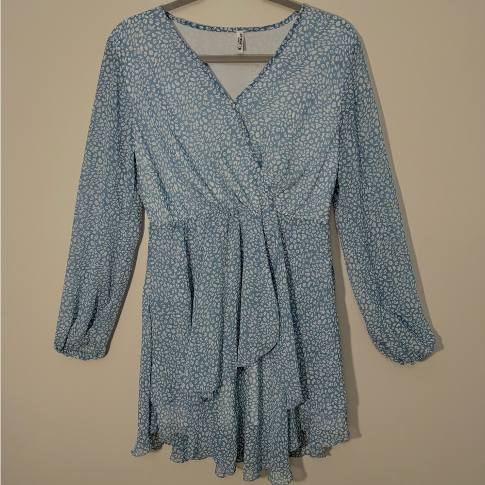 ePretty Blue Long Sleeve V-Neck Sundress